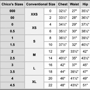 Chico’s size chart.